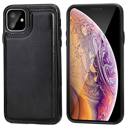 iPhone 11 Wallet Case with Card Holder,OT ONETOP PU Leather Kickstand Card Slots Case,Double Magnetic Clasp and Durable Shockproof Cover for iPhone 11 6.1 Inch(Black) iPhone 11 Wallet Case with Card Holder,OT ONETOP PU Leather Kickstand Card Slots Case,Double Magnetic Clasp and Durable Shockproof Cover for iPhone 11 6.1 Inch(Black)